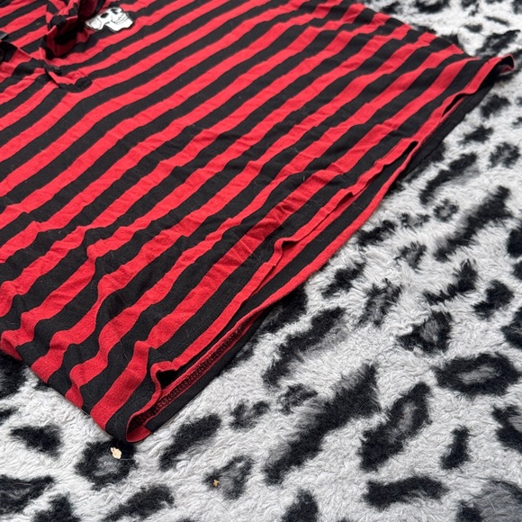 Striped Red and Black Crop Top with Skull Accent - Picture 4 of 6